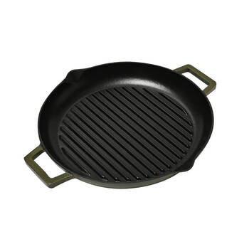 Classica Cast Iron Grill Pan Kitchen Cooking 31cm Olive Green
