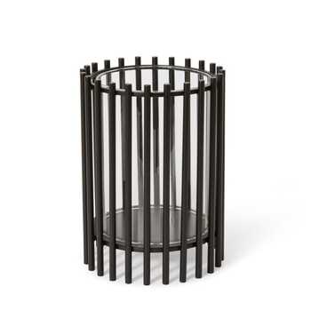 E Style Jinx 26cm Metal Pillar Candle Holder - Black