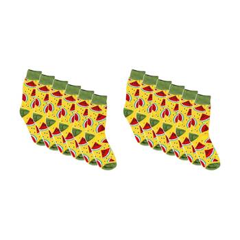 12PK Sock Wave Fun Colourful Pattern Crew Length Socks Mix C One Size Assorted