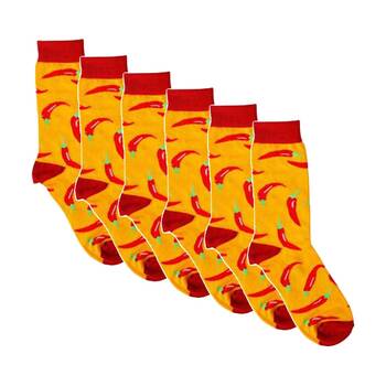 6PK Sock Wave Fun Colourful Pattern Crew Length Socks Mix D One Size Assorted