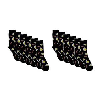 12PK Sock Wave Fun Colourful Pattern Crew Length Socks Mix E One Size Assorted