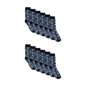 12PK Sock Wave Fun Colourful Pattern Crew Length Socks Mix F One Size Assorted