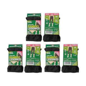 3PK Brazco Girls Bamboo Leggings 3/4 Length High Waist Slim Fit One Size