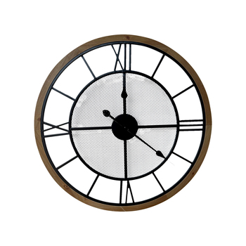 Darlin Timber/Metal 34.5cm Mesh Wall Clock Round Black/Brown