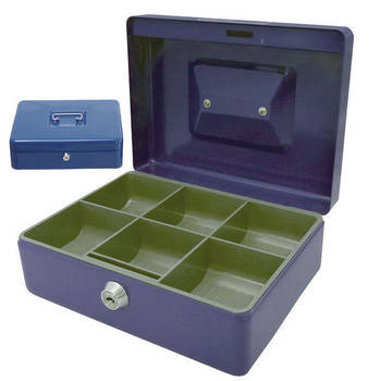 200Mm Portable Sturdy Metal Cash/Money Box No.8 Organiser/Coins Tray/Key Lock