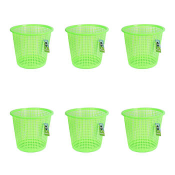 6PK Kemasi Round Open Rubbish Waste Bin Trash Can 10L 23x26cm Assorted