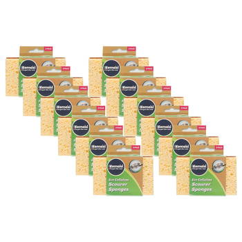 12x 2pc kemasi Eco Cellulose Sponge/Scourer Home Dishwashing Cleaning