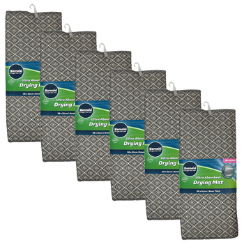6PK kemasi Kitchen Drying Mat Microfibre Home Cleaning Assorted