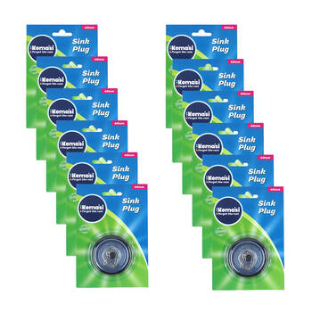 12PK Kemasi Kitchen/Bathroom Sink Plug Cover 4cm Black & Stainless Steel