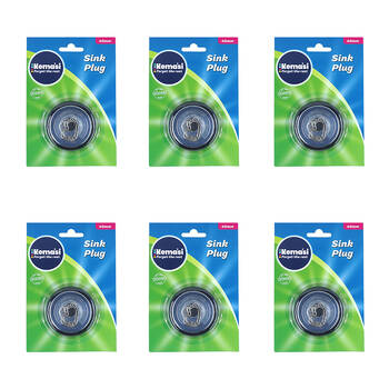 6PK Kemasi Kitchen/Bathroom Sink Plug Cover 4cm Black & Stainless Steel