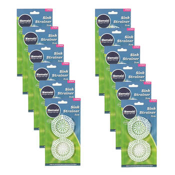 12x 2pc Kemasi Kitchen/Bathroom Sink/Drain Cover Strainer Set 7cm White