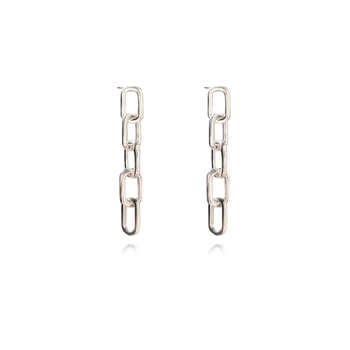 Culturesse Josie Minimalist 22mm Dainty Chain Hoop Earrings - Silver