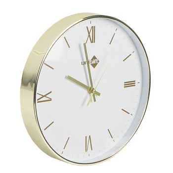 Unigift Classic Plated Round 30cm Wall Clock Analogue - Assorted