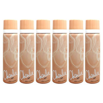6PK Charlie Chic Women's Body Spray Fragrance Mist 75ml Amber Sandalwood
