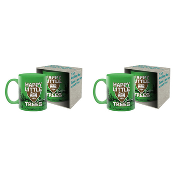 2PK Aquarius Bob Ross Trees Ceramic Mug w/ Handle Green 325ml