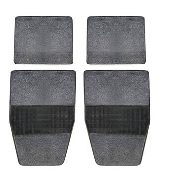 4pc Car Floormats w/ Carpet - Black/Grey        