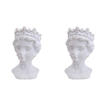 2PK LVD Concrete Gianna Bust Sculpture Planter 14.5x23.5cm - White