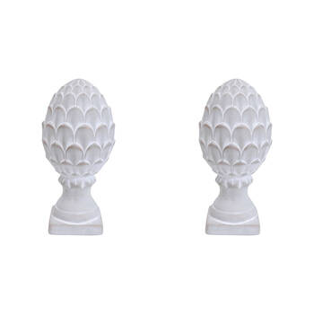 2PK LVD Concrete Acorn Sculpture Medium Home Decor 9.5x20cm - White