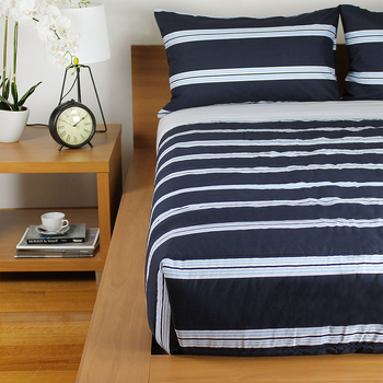 Jason Commercial Double Bed Hudson Stripe Comforter 180x210cm Navy/Spring Blue Stripe