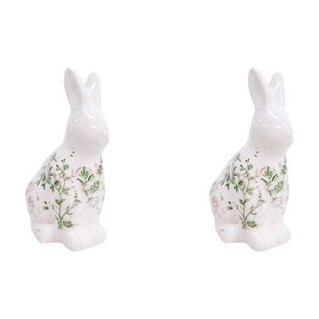 2PK LVD Ceramic Rabbit Figurine Home Decor 13x20.5cm - Evergreen