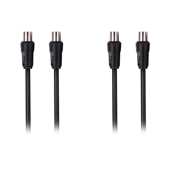 2PK Crest 1.5m Dual Shield Male TV Antenna Cable - Black