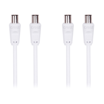 2PK Crest 3m Dual Shield Male TV Antenna Cable - White