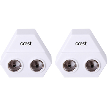 2PK Crest Right Angle Television Antenna Splitter Adapter - White