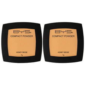 2PK BYS Compact 7g Powder Face Makeup Cosmetics - Honey Beige