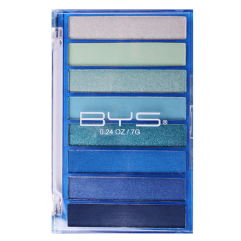 BYS Eyeshadow Makeup 7g Palette Transparent Blue - 8 Shades