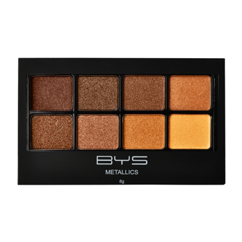 BYS Metallic 8g Eyeshadow Makeup Palette Browns - 8 Shades