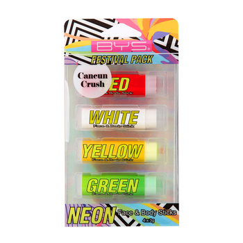 4pc BYS 3g Cancun Crush Neon Face & Body Sticks Smooth