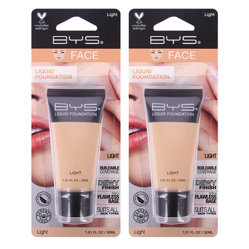 2PK BYS Tube  30mlLiquid Foundation Buildable Coverage Face Makeup - Light
