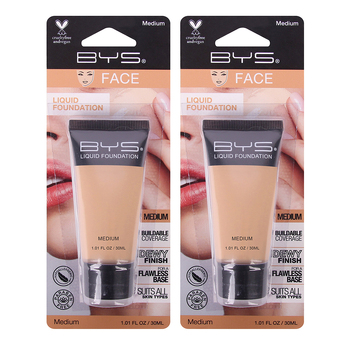 2PK BYS Tube  30mlLiquid Foundation Buildable Coverage Face Makeup - Medium