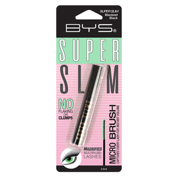 BYS Super Slim Mascara Eyelash Makeup Blackest Black 2.5ml
