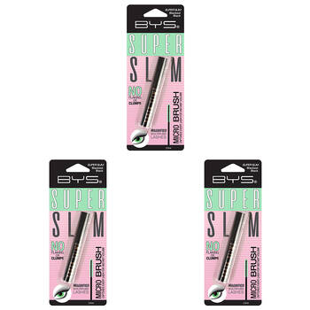 3PK BYS Super Slim Mascara Eyelash Makeup Blackest Black 2.5ml