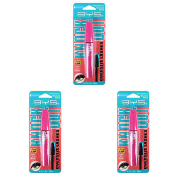 3PK BYS Knock Out Mascara Waterproof Blackest Black 10ml