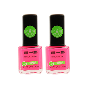 2PK BYS 14ml Nail Polish W/Cannabis Sativa Oil Pink