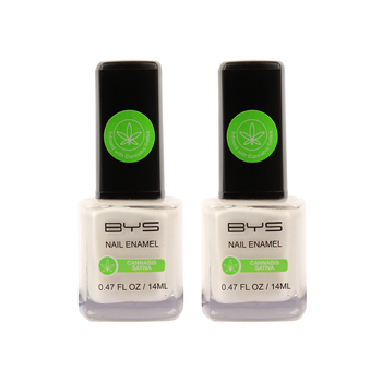 2PK BYS 14ml Nail Polish W/Cannabis Sativa Oil White