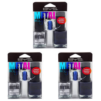 3x 2pc BYS Nail Polish Metal Magic Deep Sapphire
