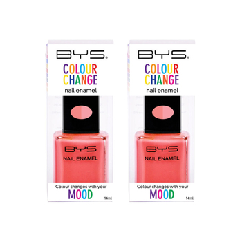 2PK BYS 14ml Nail Polish Colour Change Salmon Pink