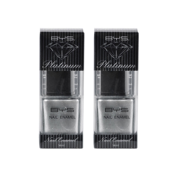 2PK BYS 14ml Nail Polish Platinum Metallic Silver