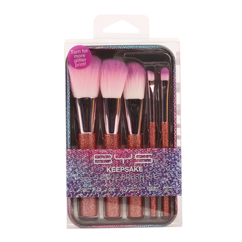 5pc BYS Makeup Brushes Keepsake Tin Glitter Set