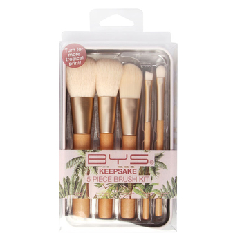 5pc BYS Keepsake Vintage Palm Tin Makeup Brush Kit