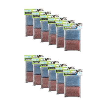 12x 4PK Quick N Clean Dishwasing Sponge Scourer Cleaning Tool Red/Blue