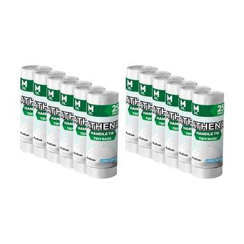 12x 25PK Athena Unscented Garbage Tidy Bags w/ Handle Tie White 27L 65x51cm