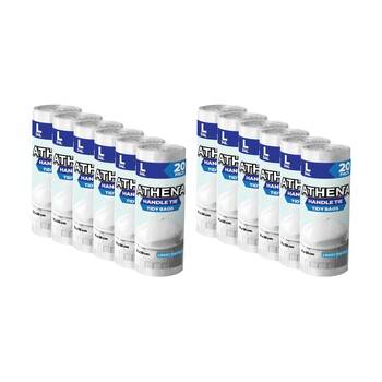 12x 20PK Athena Unscented Garbage Tidy Bags w/ Handle Tie White 35L 71x58cm