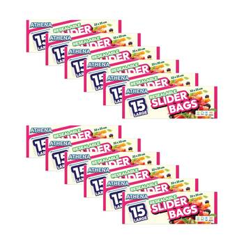 12x 15PK Athena Resealable Slide Lock Food Storage Slider Bags 22x25cm