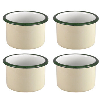 4x Urban Style Enamelware 7x4.5cm Ramekin w/ Green Rim - Cottage