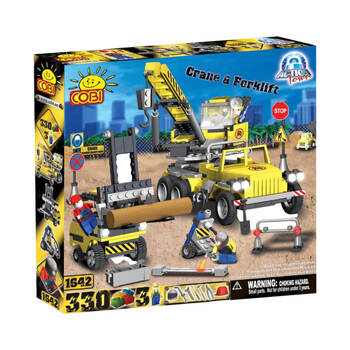 330pc Action Town Crane and Forklift Construction Brick Set Kit Kids 3y+