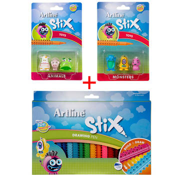 Artline Stix Drawing Pen 20pk Pens/Markers w/Animals/Monsters